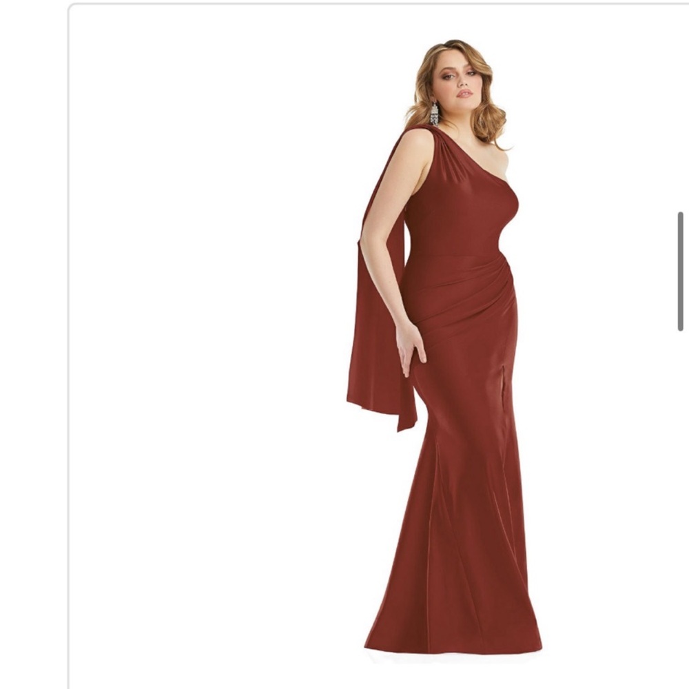 Elegant One-Shoulder Burgundy Evening Gown
